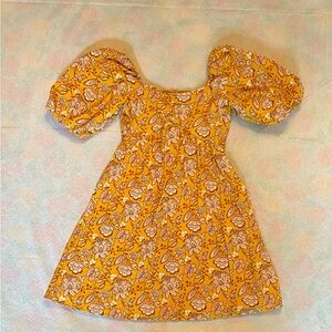 Janie and Jack Yellow Floral Puff Sleeve Dress